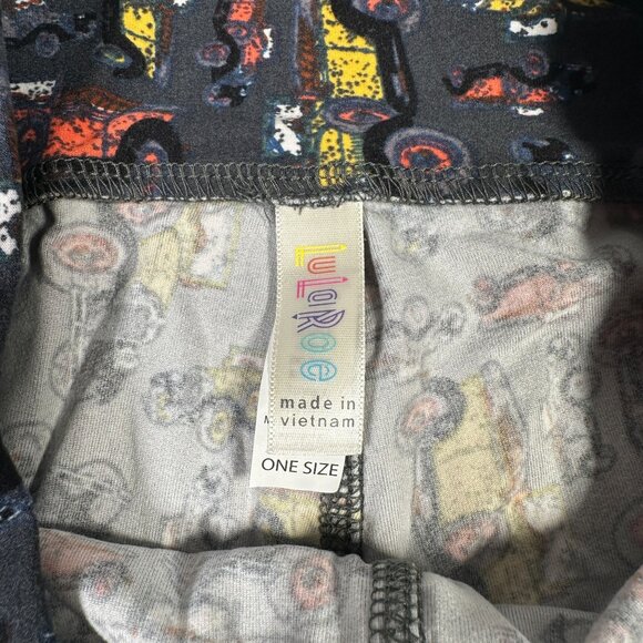 LuLaRoe Classic Vintage Antique Cars Black Gray Red Yellow Leggings One Size OS - Picture 3 of 6